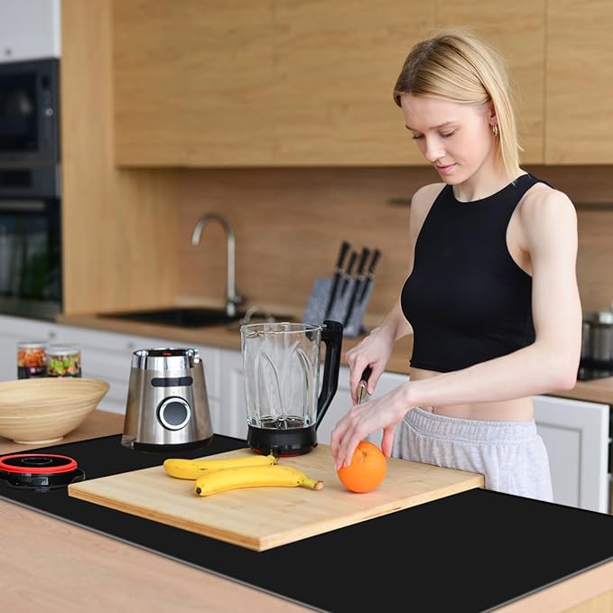Food Grade Silicone Table Protector Mat 47x24 Inch, Heat Resistant Desk Pad for Baking/Painting/Resin/Welding, Non-Slip Waterproof Surface Easy Clean (3 Colors) (Black)