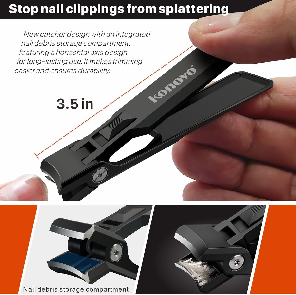 Nail Clippers Set, Ultra Sharp Sturdy Fingernail and Toenail Clipper Cutters with Visibly Tin Case, Large Toenail Clipper