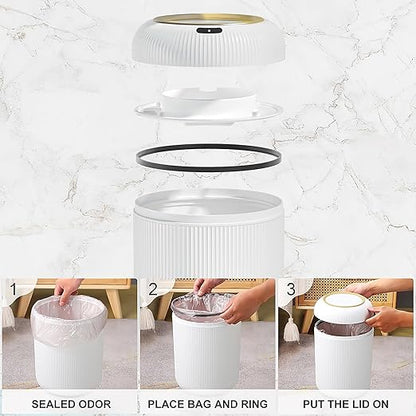 Automatic Motion Sensor Bathroom Trash Can with Lid, 3 Gallon Touchless Trash Bin, Smart Plastic Electric Garbage Cans Small White Wastebasket for Office, rv, Bedroom, Living Room