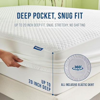 Luxury King Size Tencel Waterproof Mattress Protector Deep Pocket - Premium Cooling Bed Cover Pad - Hypoallergenic & Allergy-Friendly - Oeko-Tex Certified - Ultra Soft & Breathable