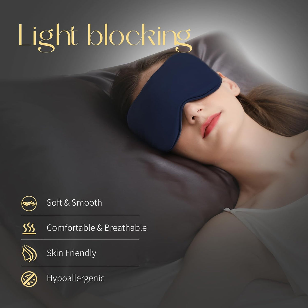ZIMASILK Adjustable 100% 22 Momme Mulberry Silk Sleep Mask for Sleeping, Filled with Premium Mulberry Silk, Softest & Breathable Eye Sleeping Mask (Navy Blue)