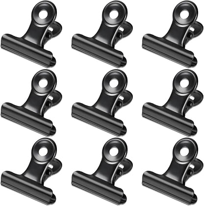 30 Pack Bulldog Clips 1.25 Inches Small Hinge Paper Clips Metal Hinge Clips for Crafts, Food Bags, Drawings, Photos at Home Kitchen & Office Usage, Black, 31mm