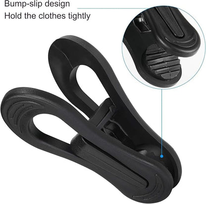 Tinfol 50pc Plastic Coat Hanger Clips, Black Strong Pinch Grip Finger Clips for Skirt Pant Hangers, Multi-Purpose Clothes Hanger Clip for Rounded Hangers