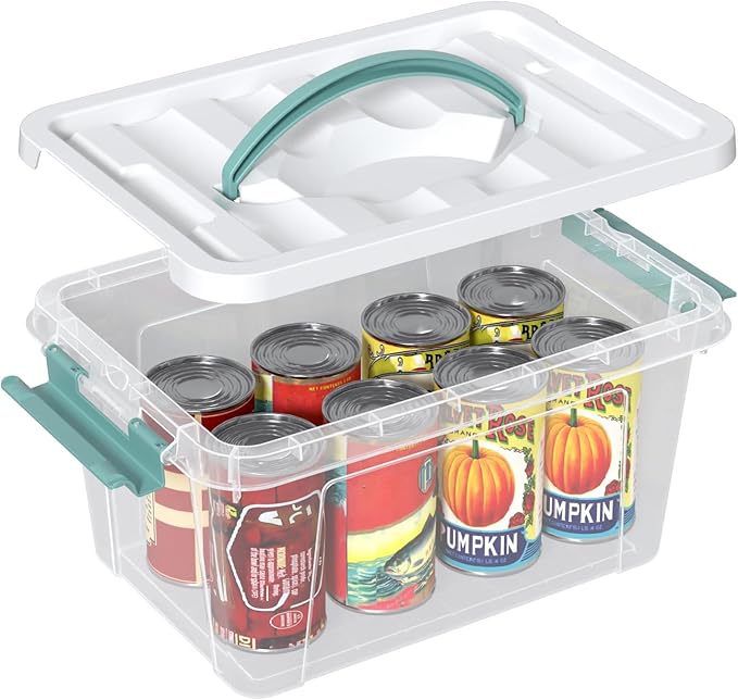 Zopnny 7 Quart Small Clear Storage Latch Box with Lid, Plastic Stackable Storage Bin, 6 Pack