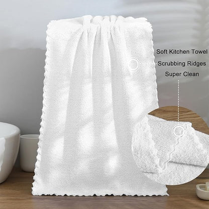 kimteny Kitchen Cloth Dish Towels, 13x28 Inches Premium Dishcloths, Super Absorbent Coral Velvet Microfiber Cleaning Cloths, Fast Drying Rags for Washing Dishes (13x28-8 Pack, White)