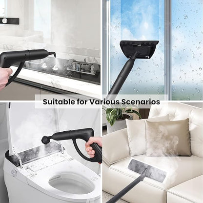 Steam Cleaner 1.5L Steamer for Cleaning Fast Heating 6-in-1 Multi-Surface with 8 Accessories UL499 Certified Portable High Pressure Steam Cleaner for Home, Car, Floors, Sofas, Tiles, Grout