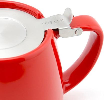FORLIFE Stump Teapot with SLS Lid and Infuser, 18-Ounce, Red
