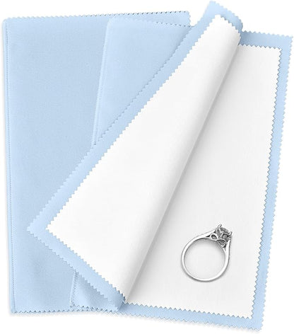 SEVENWELL Silver Polishing Cloth, Jewelry Cleaner Cloth for Sterling Silver Jewelry, Gold, Platinum, Silverware, Diamonds, Gemstones, Coins (Blue)