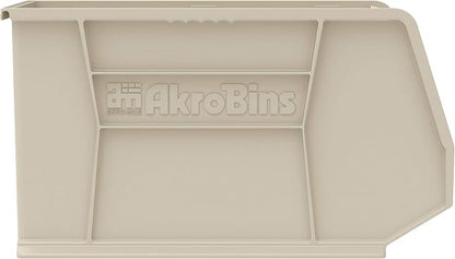 Akro-Mils 30260 AkroBins Plastic Storage Bins, Space-Saving Stackable Bins for Garage, Pantry, Craft Organization, 18" x 11" x 10", Stone, 6-Pack