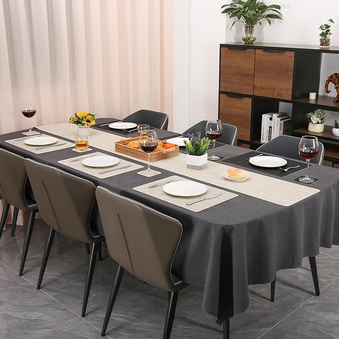 Table Runners 72 Inches Long, Dual-Sided Faux Leather Farmhouse Table Runner Waterproof Non-Slip for Living Room Party Home Decor Holiday Decorations(Cream-White Black, 12 x 72 Inch)