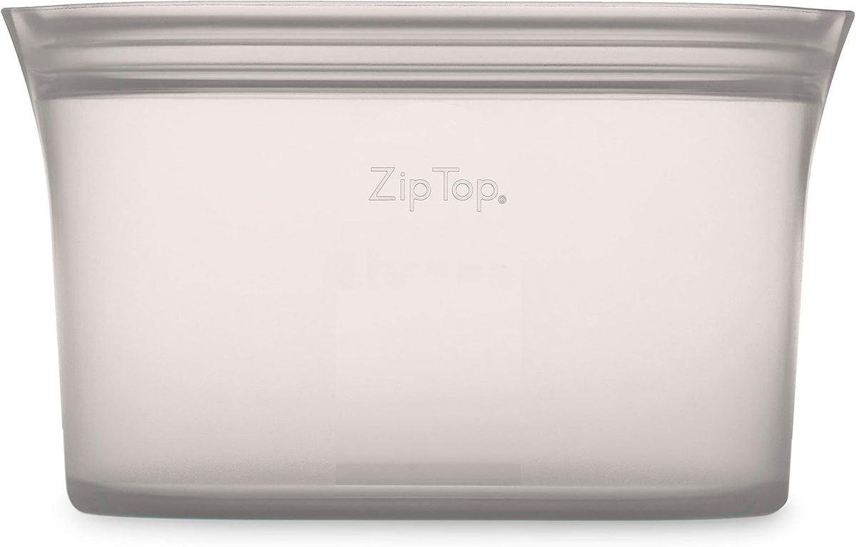 Zip Top Reusable Food Storage Bags | Large Dish [Gray] | Silicone Meal Prep Container | Microwave, Dishwasher and Freezer Safe | Made in the USA