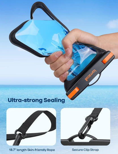 Lamicall Large Size Waterproof Phone Pouch Case - [ Big Case Friendly ] for Galaxy S25 Ultra, S22 23 S24 Ultra with Case, for iPhone 16 15 14 13 12 Pro Max, Plus Mini, for 7.5" Devices, 2 Pcs