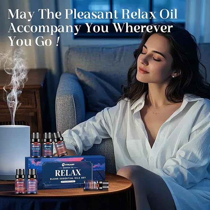 Relax Diffuser Oil, Eessential Diffuser Oil for Home, Humidifiers, Candle Making, Aromatherapy - Stress Relief, Calm Down, Tranquil, Meditate, Unwind, Purify, 6x10ml