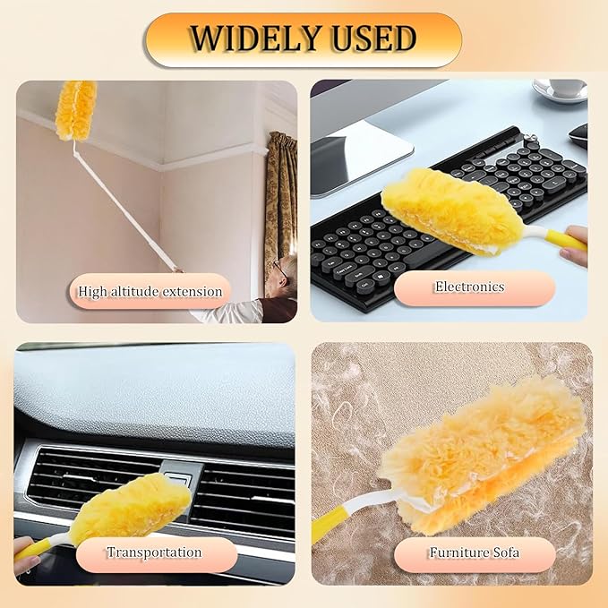 Duster Refills Compatible with Swiffer Duster, 360 Heavy Duty Multi Surface Duster Replacement with 1 Short Handle and 3FT Extenda Handle for Cleaning Furniture, Blind, Ceiling Fans(yellow-360-40pack)