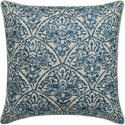 The HomeCentric King/Queen/Twin Blue Decorative Full 68"x18" Bed Runner with 2 Pillow Cover, Embroidery, Quilted Bed Scarf on Cotton Fabric - Farzeen Blue