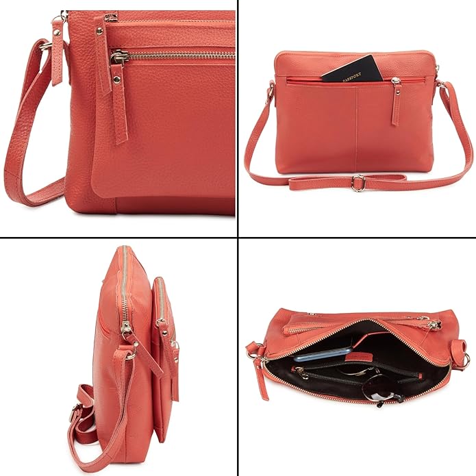Wise Owl Accessories Small Soft Pebbled Real Leather Crossbody Handbags Purses Sling Crossover Shoulder Bag