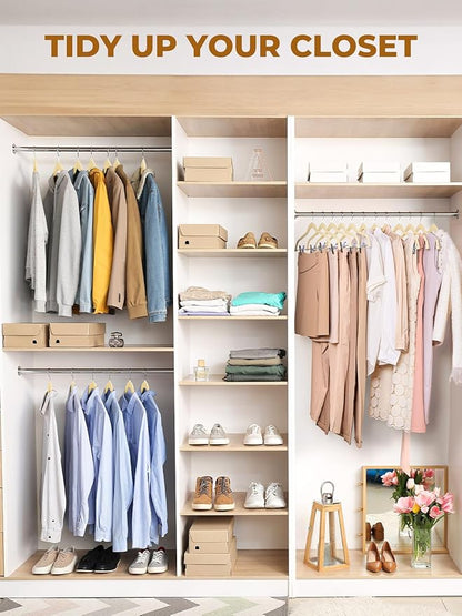 HOUSE DAY Velvet Skirt Hangers 24 Pack, Beige Velvet Pant Hangers with Adjustable Clips, Space Saving Slim Shorts Hanger, Heavy Duty Non Slip Clip Hanger for Pants, Skirts, Shorts