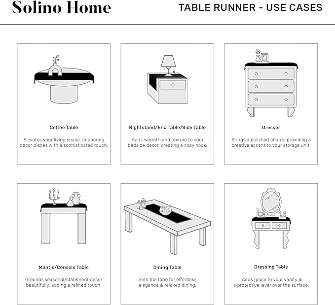 Solino Home Linen Hemstitch Table Runner 48 Inches - 100% Pure Linen Beige Table Runner 14 x 48 Inch Ideal for Dresser and Coffee Tables - Christmas, New Year - Classic Hemstitch