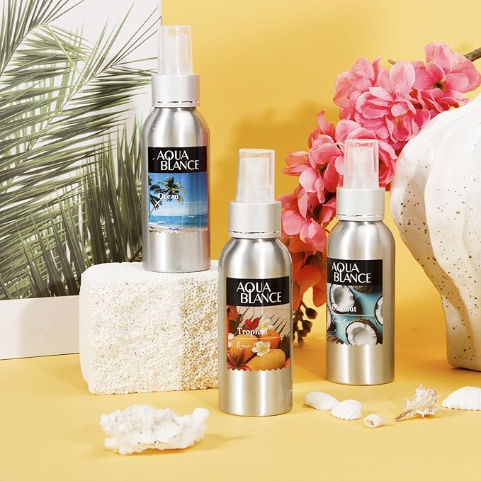 Fragrant Room Spray, Tropical, Ocean, Coconut, 3 x 3.4 fl oz, Air Fresheners Odor Eliminator for Home, Bathroom, Concentrated Room Spray
