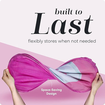Handy Laundry Collapsible Mesh Pop Up Hamper with Wide Opening and Side Pocket - Breathable, Sturdy, Foldable, and Space-Saving Design for Clothes and Storage (Butterfly)