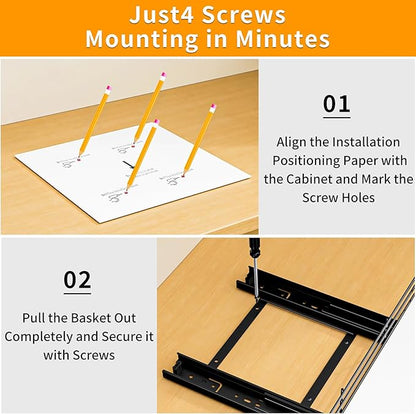 RCHYFEED Pull Out Spice Rack Organizer for Cabinet,Slide out Spice Organization for Inside Cabinets,Heavy Duty Seasoning Organizer Fits Kitchen and Pantry,Sauces,Canned (12.5''Wx10.5''Dx2.5''H)