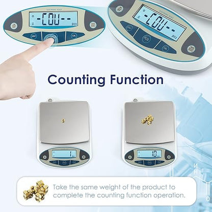 CGOLDENWALL High Precision Lab Digital Scale Analytical Electronic Balance Laboratory Lab Precision Scale Jewelry Scales Kitchen Precision Weighing Electronic Scales 0.01g Calibrated (5000g, 0.01g)