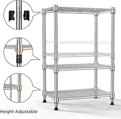 450 lbs Wire Storage Shelving 3-Tier Utility Shelving Unit Steel Organizer Wire Rack for Home,Kitchen,Office,Chrome(11.8" D x 17.7" W x 26.4" H)