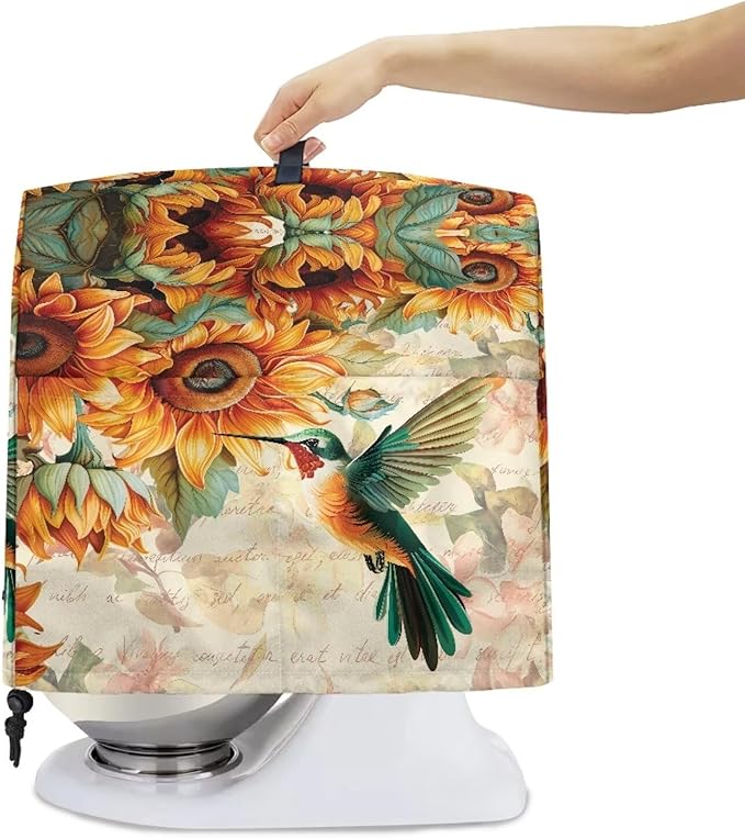 Stand Mixer Covers Hummingbird Sunflower Print Stand Mixer Dustproof Cover Compatible with Kitchen Aid Mixer Washable Stand Mixer Covers for 6-8 Qt Mixer