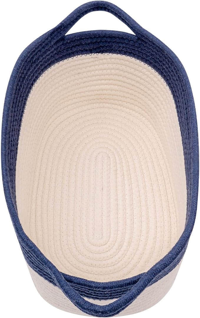 Medium and Large Woven Basket//With Handle, Used for Toys and Fabric Storage Basket used for Storing xl Storage Box, Decorative Storage Box Room 2pack (Blue, L13×W9×H7)