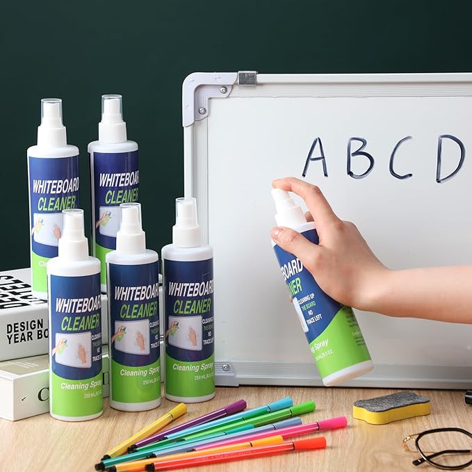 12 Pack Whiteboard Cleaner Spray Bottle 8.5oz Dry Erase Board Surface Cleaner White Board Cleaning Spray Removes Stubborn Marks from Chalkboard