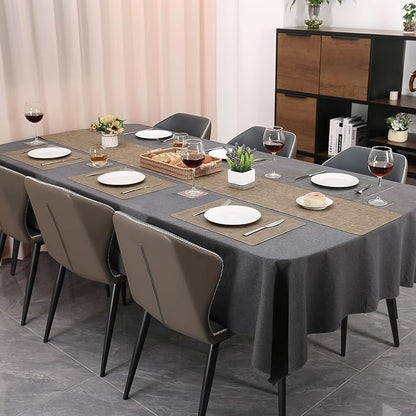 Table Runners 72 Inches Long, Dual-Sided Faux Leather Farmhouse Table Runner Waterproof Heatproof Non-Slip for Living Room Party Home Decor Holiday Decorations(Gray Beige, 15 x 72 Inch)