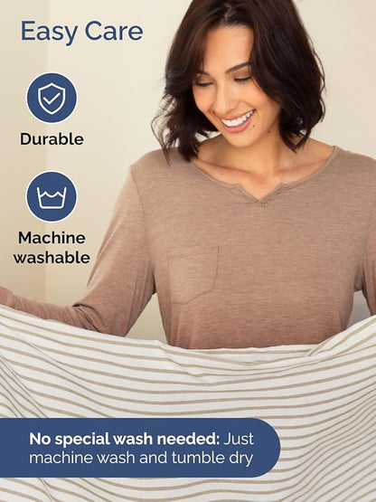 Extra Deep Pocket King Sheets - 4 Piece Breathable & Cooling Bed Sheets - Hotel Luxury Bed Sheet Set - Soft, Wrinkle Free & Comfy - Easily Fits Extra Deep Mattresses - Deep Pocket Beige Striped Sheets