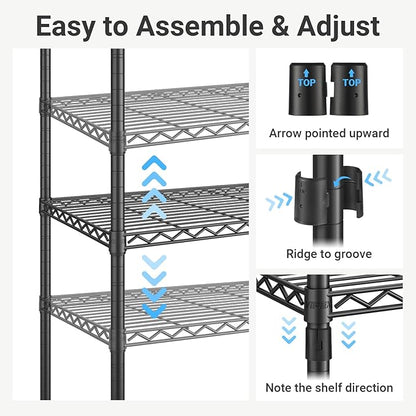 VIPEK V5 Medium Portable Closet Wardrobe Heavy Duty Clothes Rack, Freestanding Closet Metal Clothing Rack with 4 Hang Rods & 8 Shelves, Adjustable Custom Closet Rack, 56.7" Lx15.7 Wx76.4 H, Black