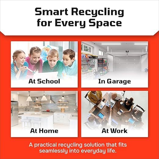 6 Gallon Stackable Recycling Bins for Homes, Garages, Offices Made of 100% Recycled Plastic - (Blue, 3 Pack)