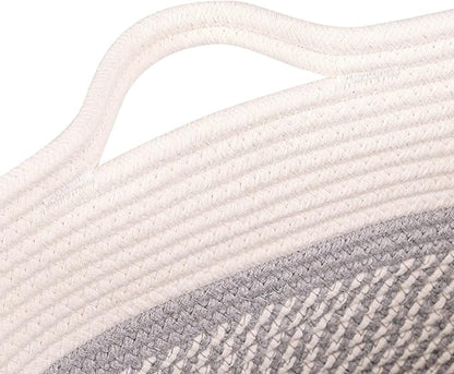 Medium and Large Woven Basket//With Handle, Used for Toys and Fabric Storage Basket used for Storing xl Storage Box, Decorative Storage Box Room 2pack (14L*12H YWhite/Gray, 14L*10W*12H)