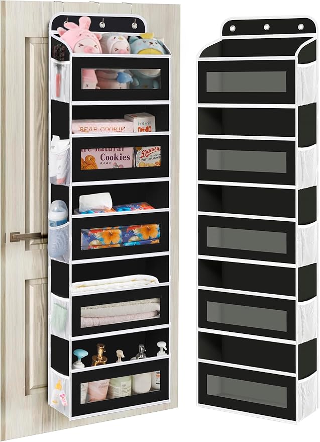 Over The Door Organizer, 5 Shelves Closet Door Hanging Organizer with 10 Mesh Pockets, Nursery Closet Organizers, Baby Essentials, Dorm Room Essentials for Girls