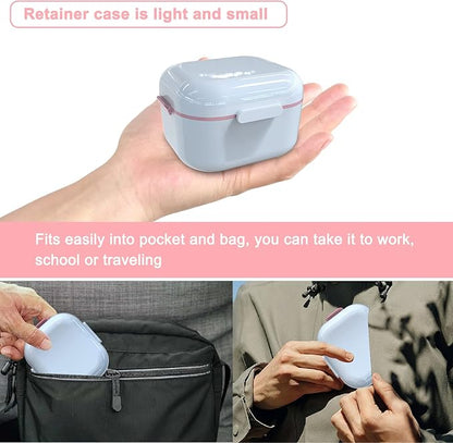 BVN Denture Bath Denture Case: Denture Cup for Soaking Dentures, Retainer Cleaner Case with Mirror, Mouth Guard Case, Aligner Case, Retainer Holder, Night Guard Case, False Teeth Container White