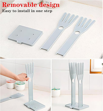 Kitchen Glove Holder Kitchen Glove Stand Holder Rubber Glover Drying Dryer Rack Reusable Rubber Glove Clothes Drying Rack for Dish Gloves and Rags (Blue)
