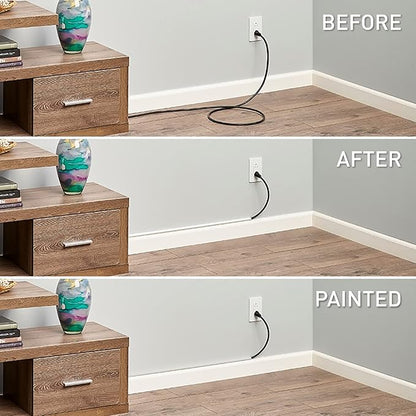 Legrand Wiremold C110S Cordmate 108 Inch 17 Piece Cord Cover Kit, Organizer for Wall, Holds 1 Cord or Cable, Sustainable Packaging, White (1 Pack)