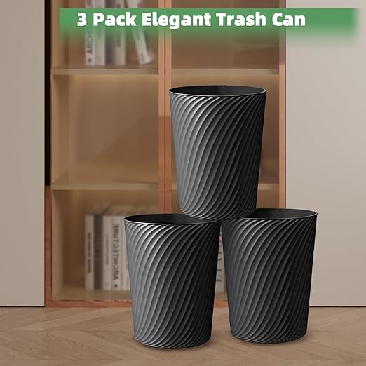 Small Trash Can 3 Pack 1.8 Gallons, Bathroom Trash Can & Garbage Can with 6 Trash Bags, Bedroom Trash Bin & Waste Basket for Office, Bedroom, Living Room, Kitchen, Compact Space