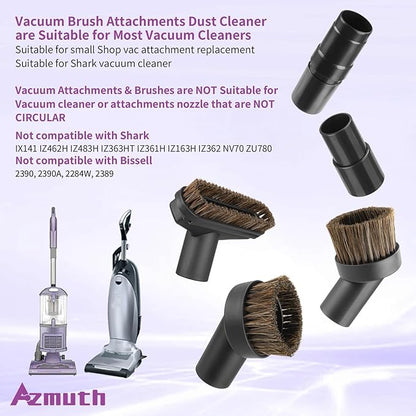 6 Pack For Shark Vacuum Attachments, Soft Horsehair Vacuum Brush Attachment with Vacuum Hose Adapter, 1 1/4 Vacuum Attachments for Multiple Household Vacuum Cleaners