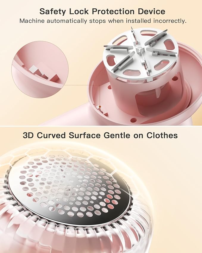 coldSky Rechargeable Fabric Shaver, Lint Shaver with Digital Display, Sweater Shaver with 6-Leaf Blades and Safety Lock, 3-Speeds Defuzzer Remove Fuzz, Pills from Clothes, Furniture, Sofa, Pink