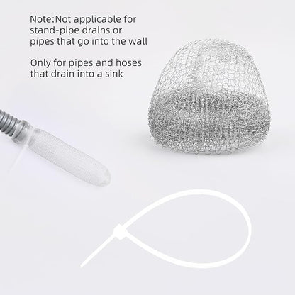 24PCS Lint Traps for Washing Machine, Stainless Steel Mesh Snare Trap Washer Hose Lint Catcher Laundry Mesh Washer Hose Filter with 24 PCS Cable Ties