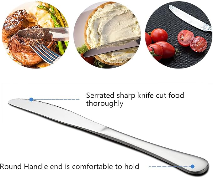 Silverware Set Service for 2, E-far 10-Piece Stainless Steel Flatware Set