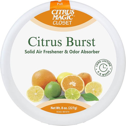 Citrus Magic For Closets Odor Absorbing Solid Air Freshener, Citrus Burst, 8-Ounce, Pack of 3