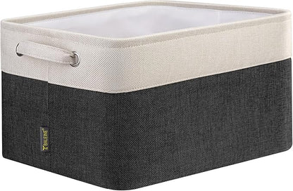 BALEINE 1 Pack Fabric Storage Bins for Shelves, Linen Storage Baskets for Organizing, Decorative Closet Bins for Clothes, Home (Black, 12"x8"x8")