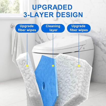 60pcs Disposable Toilet Wand Refills,Replacement Brush Heads Compatible With Most Toilet Wand Refill System,Upgrade Fiber Cleaner Heads for Closestool Cleaning.（not included brush rod）