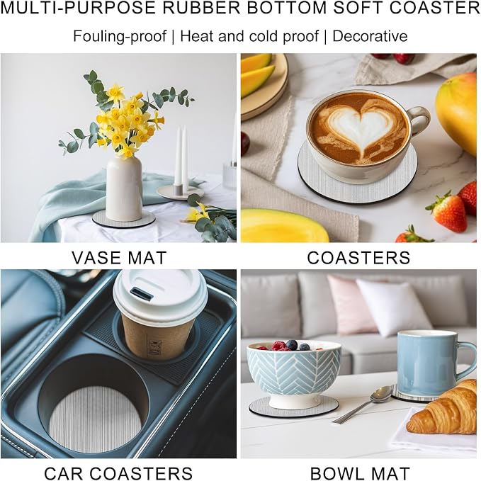 Gray Thin Lines Coasters Set of 6, Absorbent Coasters