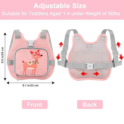 Accmor Toddler Harness Leash + Anti Lost Wrist Link, Cute Deer Kids Harness with Leash, Collapsible Child Leash Baby Walking Harness Protector Wristband Strap for Baby Girls Outdoor