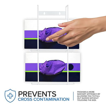 Stock Your Home (White Metal Double Gloves Dispenser, Tissue Box Shelf, Glove Box Holder Wall Mount, For Kitchen, Cleaning Closet, Lab, Exam, Office